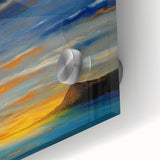 Abstract Minimalist Landscape Painting – Serene Ocean Sunset Print