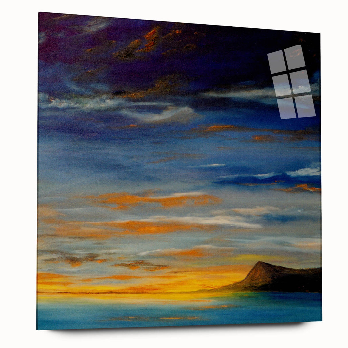 Abstract Minimalist Landscape Painting – Serene Ocean Sunset Print
