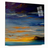 Abstract Minimalist Landscape Painting – Serene Ocean Sunset Print