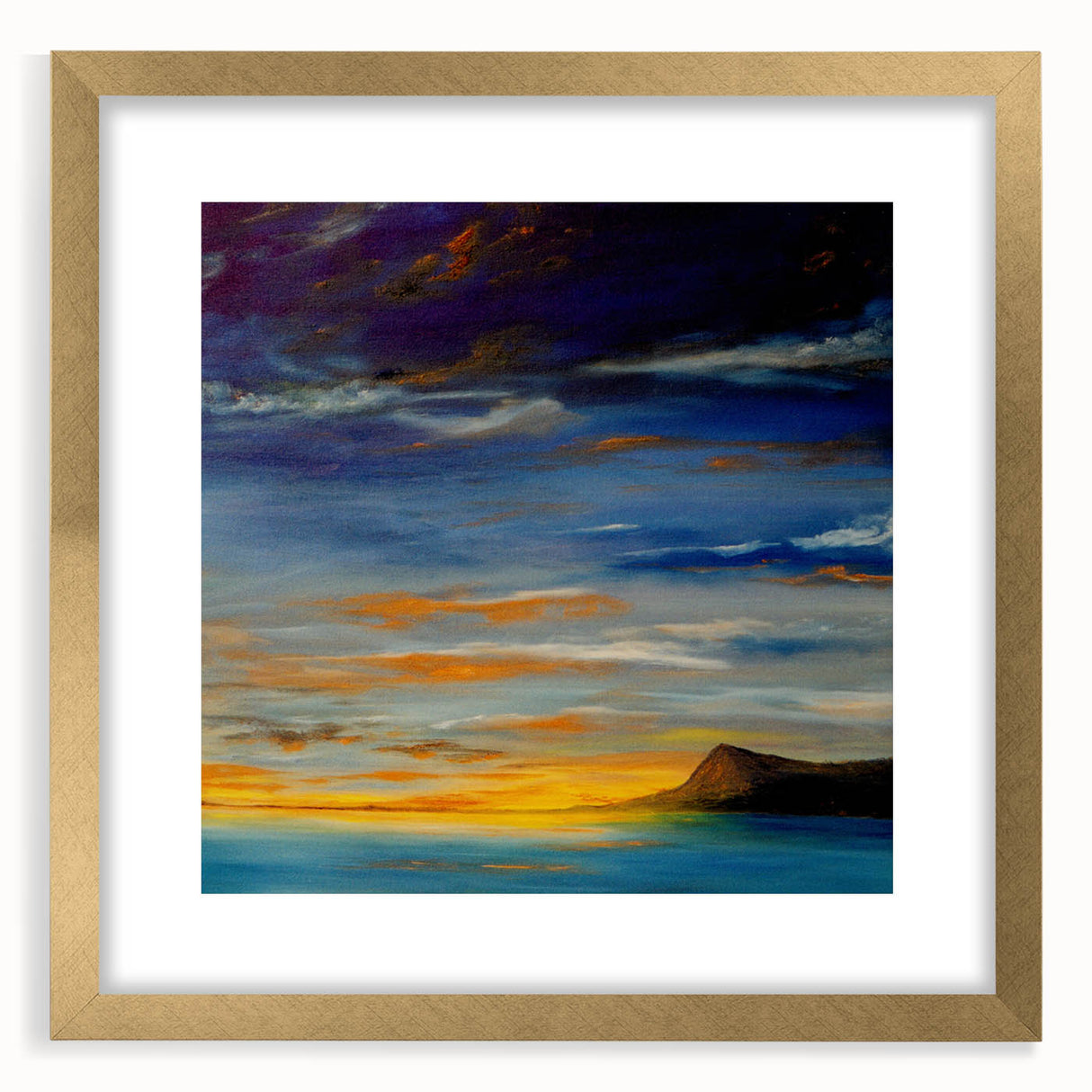 Abstract Minimalist Landscape Painting – Serene Ocean Sunset Print