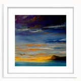 Abstract Minimalist Landscape Painting – Serene Ocean Sunset Print