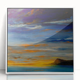 Abstract Minimalist Landscape Painting – Serene Ocean Sunset Print