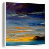 Abstract Minimalist Landscape Painting – Serene Ocean Sunset Print