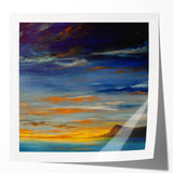 Abstract Minimalist Landscape Painting – Serene Ocean Sunset Print