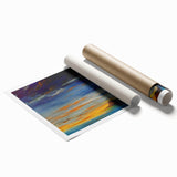 Abstract Minimalist Landscape Painting – Serene Ocean Sunset Print