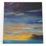 Abstract Minimalist Landscape Painting – Serene Ocean Sunset Print