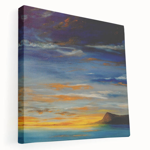 Abstract Minimalist Landscape Painting – Serene Ocean Sunset Print