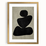 Minimalist Abstract Wall Art - Black and Olive Green Zen Print