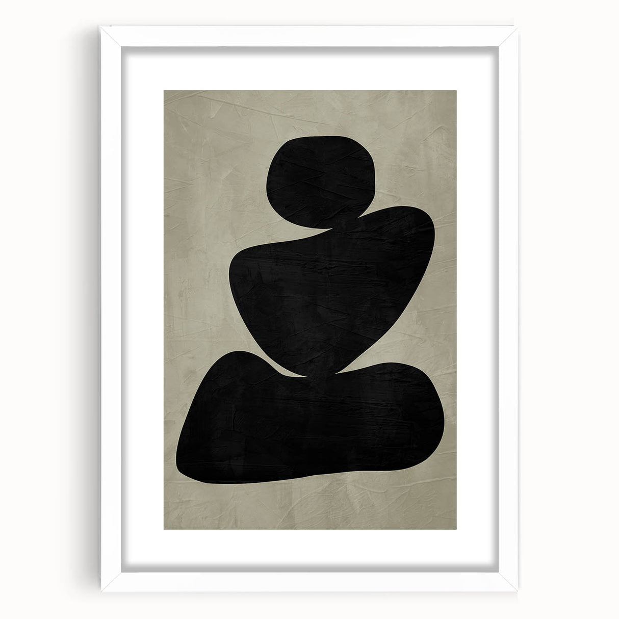 Minimalist Abstract Wall Art - Black and Olive Green Zen Print