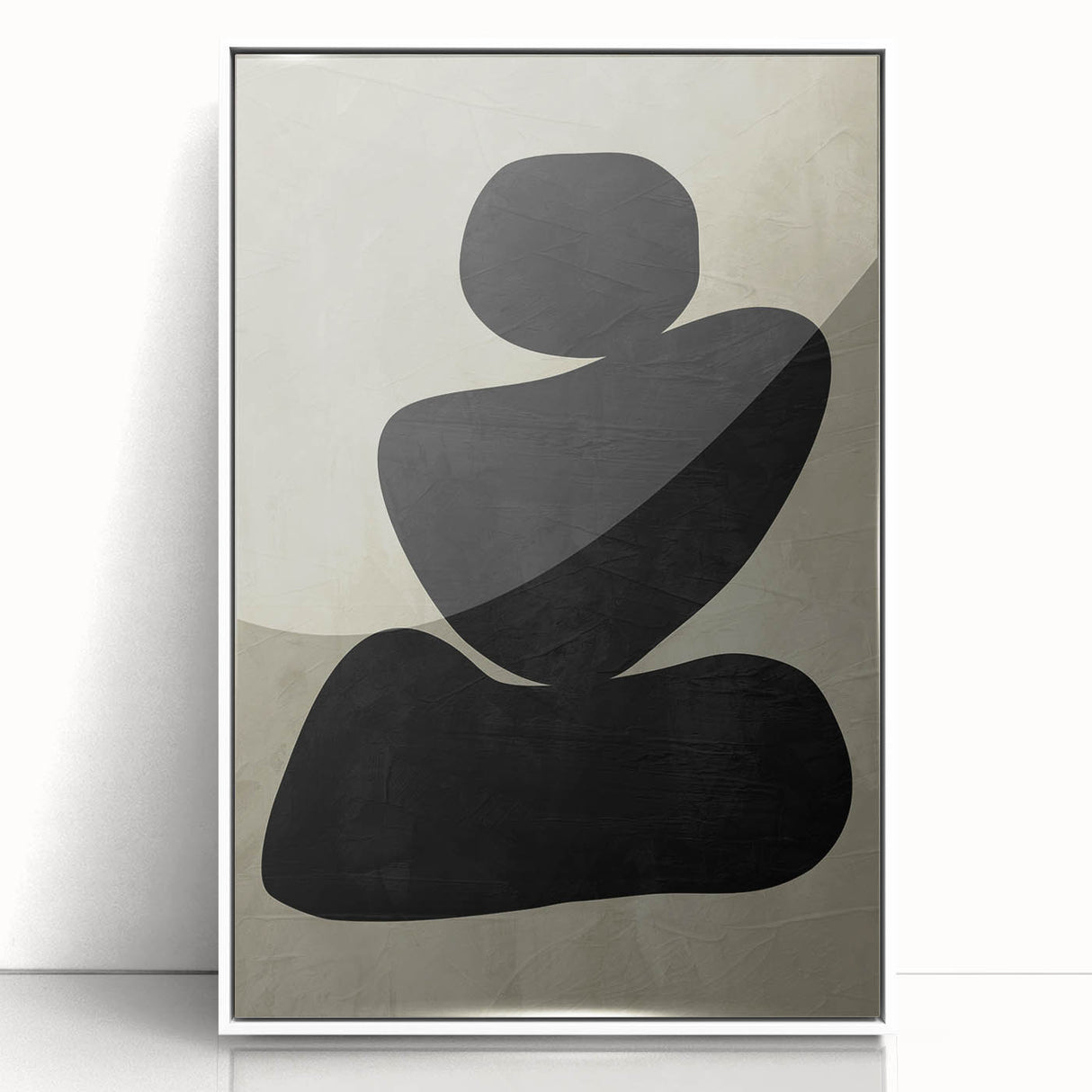 Minimalist Abstract Wall Art - Black and Olive Green Zen Print