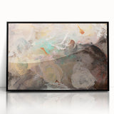 Modern Abstract Painting – Soft Beige & Teal Dreamlike Art