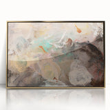 Modern Abstract Painting – Soft Beige & Teal Dreamlike Art