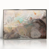 Modern Abstract Painting – Soft Beige & Teal Dreamlike Art