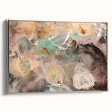 Modern Abstract Painting – Soft Beige & Teal Dreamlike Art