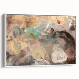 Modern Abstract Painting – Soft Beige & Teal Dreamlike Art