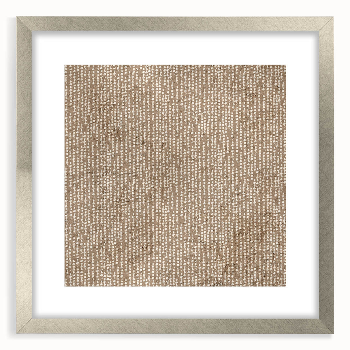 Large Abstract Wall Decor – Neutral Dot Texture on Earthy Brown Base