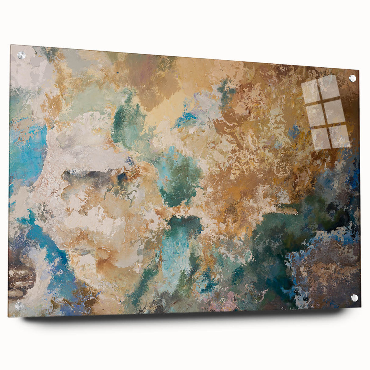 Earthy Fluid Abstract Wall Art – Beige and Teal Modern Canvas