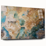 Earthy Fluid Abstract Wall Art – Beige and Teal Modern Canvas