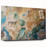 Earthy Fluid Abstract Wall Art – Beige and Teal Modern Canvas