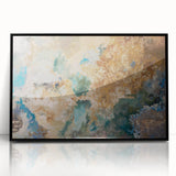 Earthy Fluid Abstract Wall Art – Beige and Teal Modern Canvas