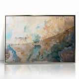 Earthy Fluid Abstract Wall Art – Beige and Teal Modern Canvas