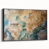 Earthy Fluid Abstract Wall Art – Beige and Teal Modern Canvas