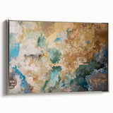Earthy Fluid Abstract Wall Art – Beige and Teal Modern Canvas