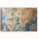 Earthy Fluid Abstract Wall Art – Beige and Teal Modern Canvas