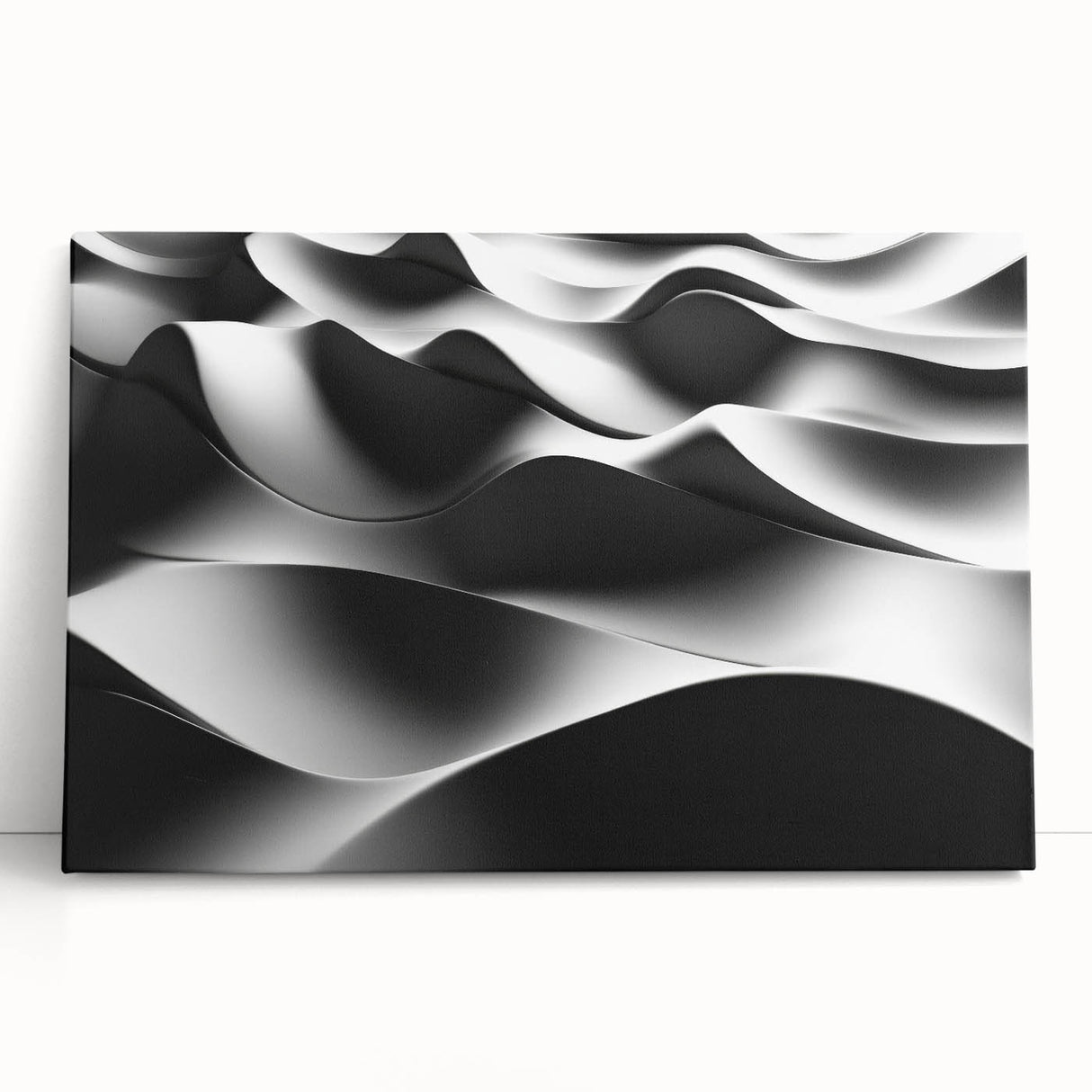 Modern Monochrome Abstract Wall Art – Bold Black and White Waves