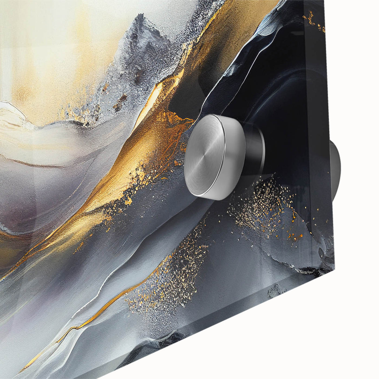 Elegant Luxury Abstract Painting – Black, Gold & Silver Wall Art