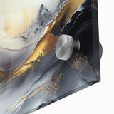 Elegant Luxury Abstract Painting – Black, Gold & Silver Wall Art