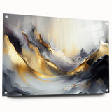 Elegant Luxury Abstract Painting – Black, Gold & Silver Wall Art