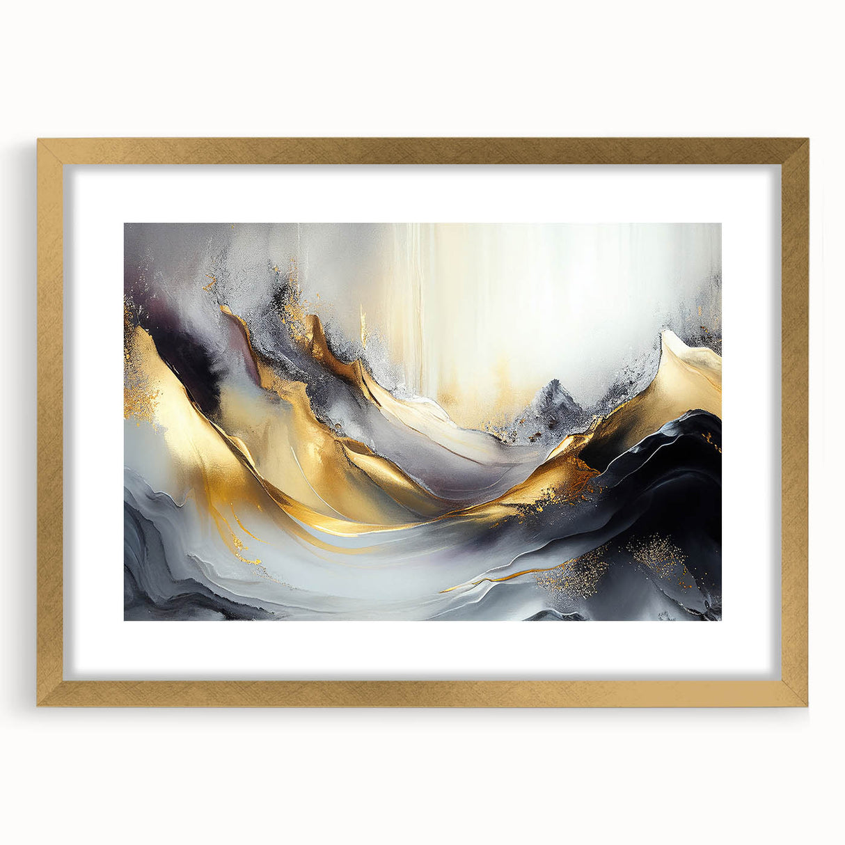 Elegant Luxury Abstract Painting – Black, Gold & Silver Wall Art