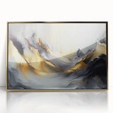 Elegant Luxury Abstract Painting – Black, Gold & Silver Wall Art