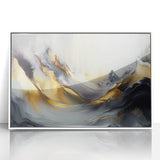 Elegant Luxury Abstract Painting – Black, Gold & Silver Wall Art