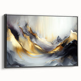 Elegant Luxury Abstract Painting – Black, Gold & Silver Wall Art