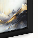 Elegant Luxury Abstract Painting – Black, Gold & Silver Wall Art