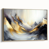 Elegant Luxury Abstract Painting – Black, Gold & Silver Wall Art