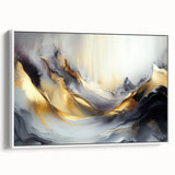 Elegant Luxury Abstract Painting – Black, Gold & Silver Wall Art