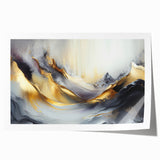 Elegant Luxury Abstract Painting – Black, Gold & Silver Wall Art