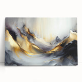 Elegant Luxury Abstract Painting – Black, Gold & Silver Wall Art
