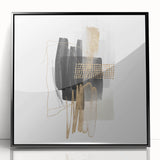 Abstract Geometric Framed Art – Minimalist Wall Art in Black & Gold