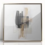 Abstract Geometric Framed Art – Minimalist Wall Art in Black & Gold