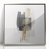 Abstract Geometric Framed Art – Minimalist Wall Art in Black & Gold