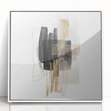 Abstract Geometric Framed Art – Minimalist Wall Art in Black & Gold