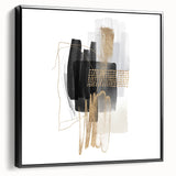Abstract Geometric Framed Art – Minimalist Wall Art in Black & Gold