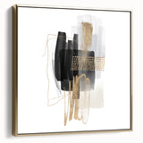 Abstract Geometric Framed Art – Minimalist Wall Art in Black & Gold