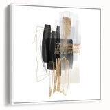 Abstract Geometric Framed Art – Minimalist Wall Art in Black & Gold