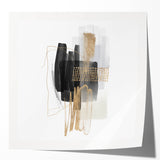 Abstract Geometric Framed Art – Minimalist Wall Art in Black & Gold