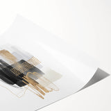 Abstract Geometric Framed Art – Minimalist Wall Art in Black & Gold